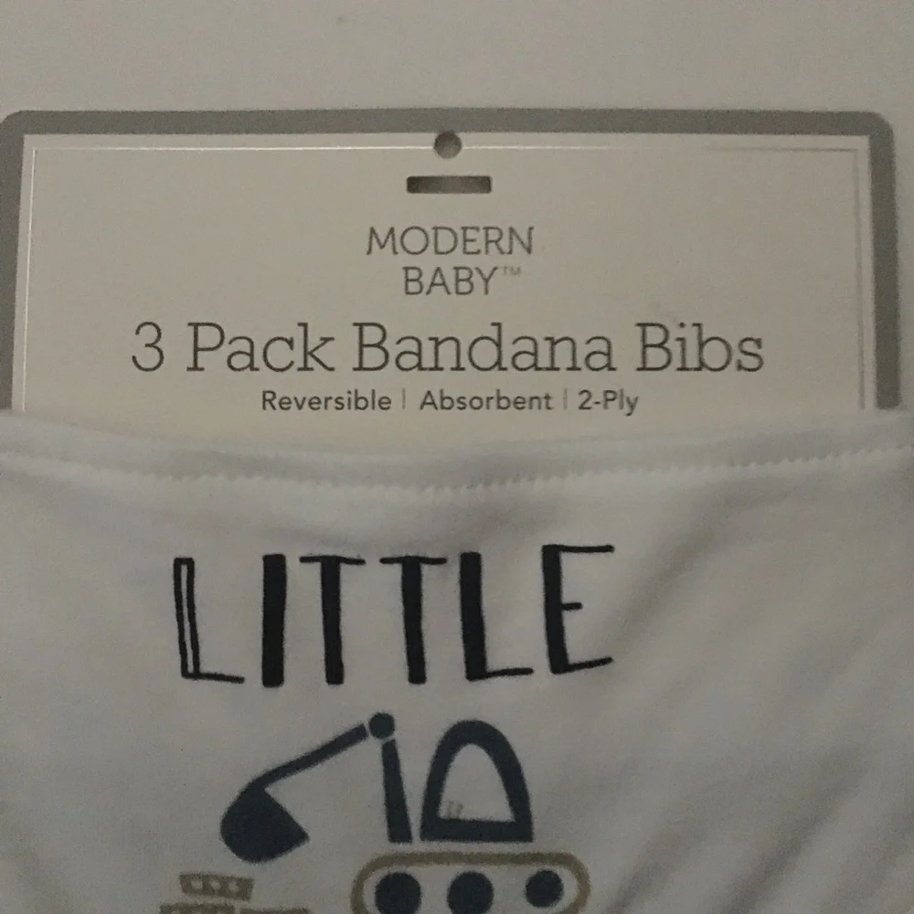 NEW 3 Bandana Bib Set Blue “Little Trucker” | Modern Baby
